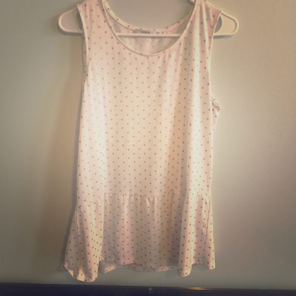 White and silver peplum top